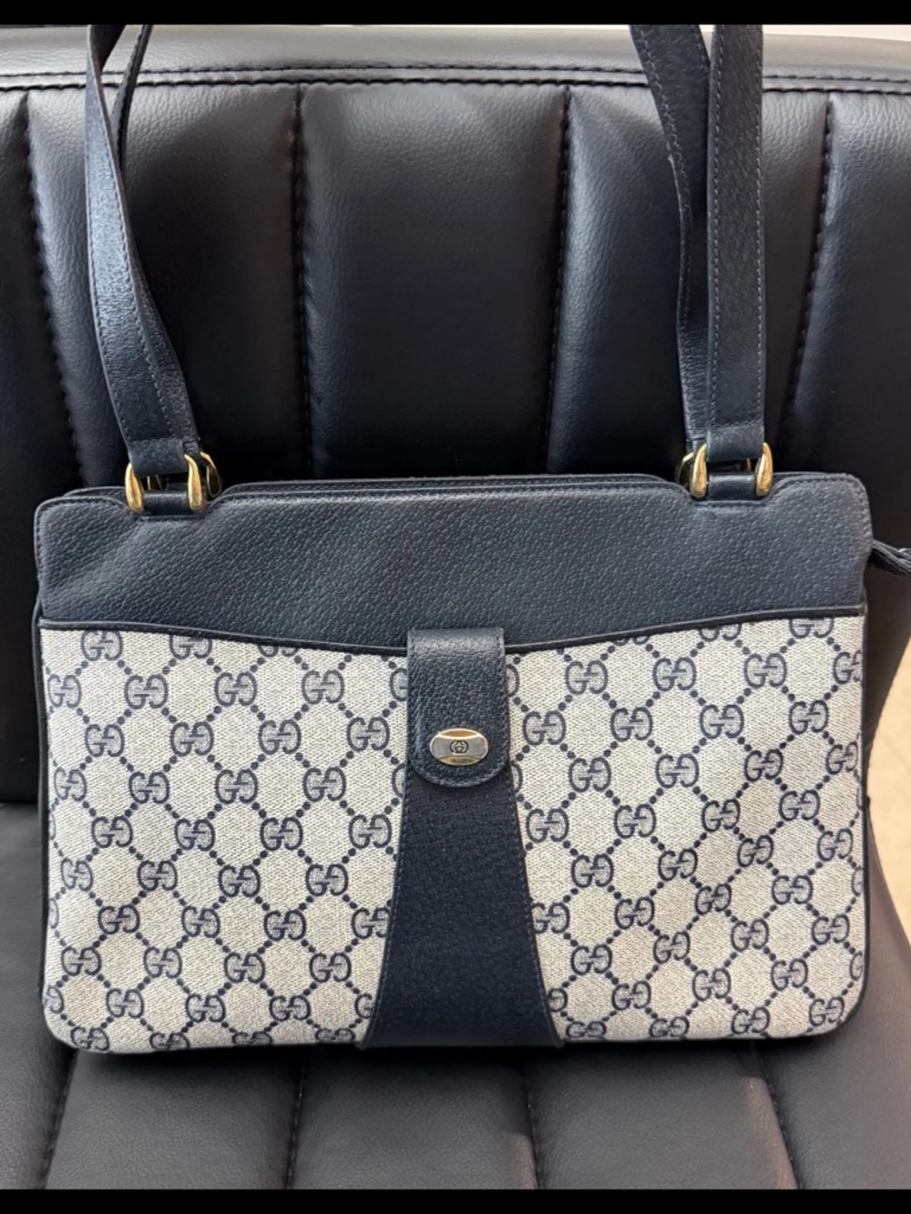 Gucci Vintage Navy Shoulder Bag - Picture 1 of 8